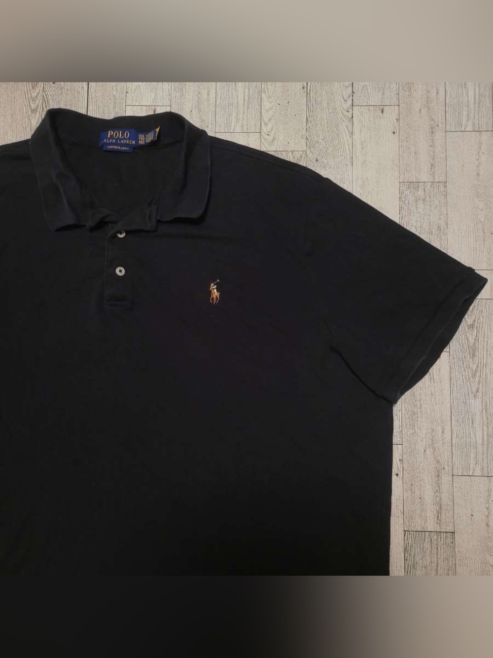 Men's Polo Ralph Lauren Custom Slim Fit 100% Cotton Black Polo Shirt Size XXL